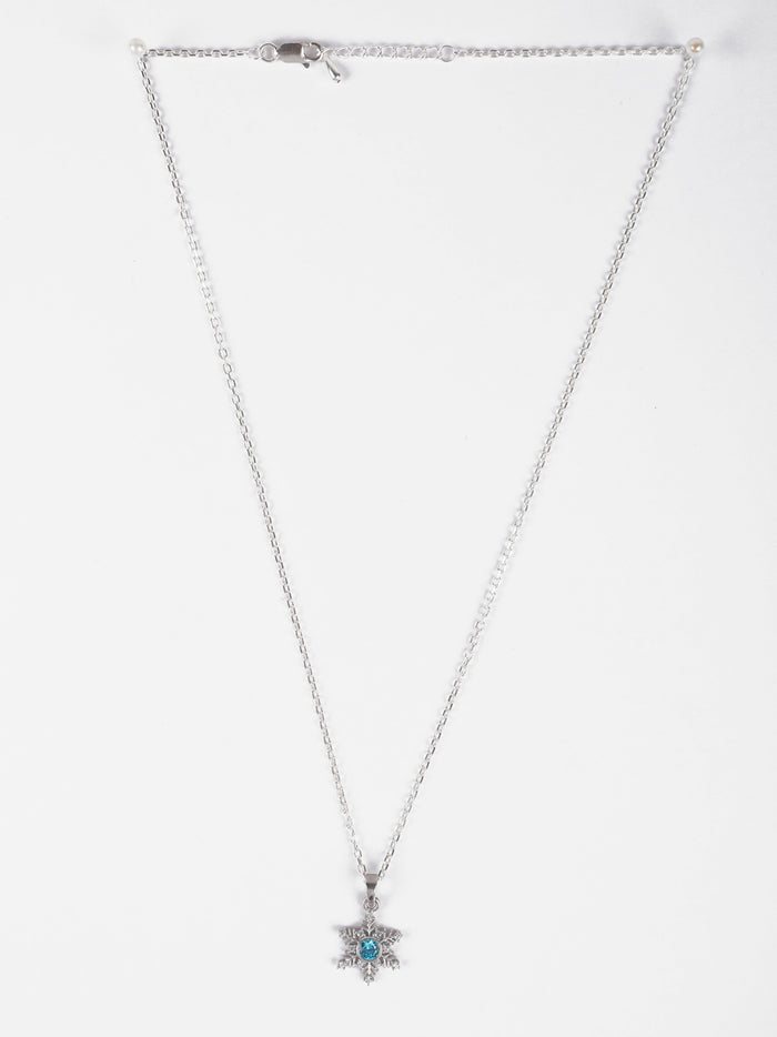 CLARA 925 Sterling Silver Snowflake Pendant Chain Necklace
