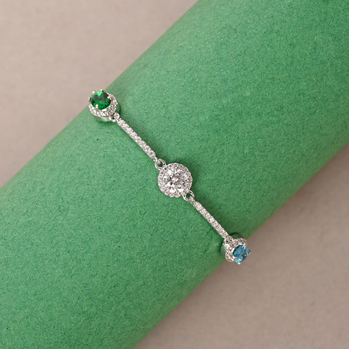 CLARA 925 Pure Silver solitaire Hand Bracelet