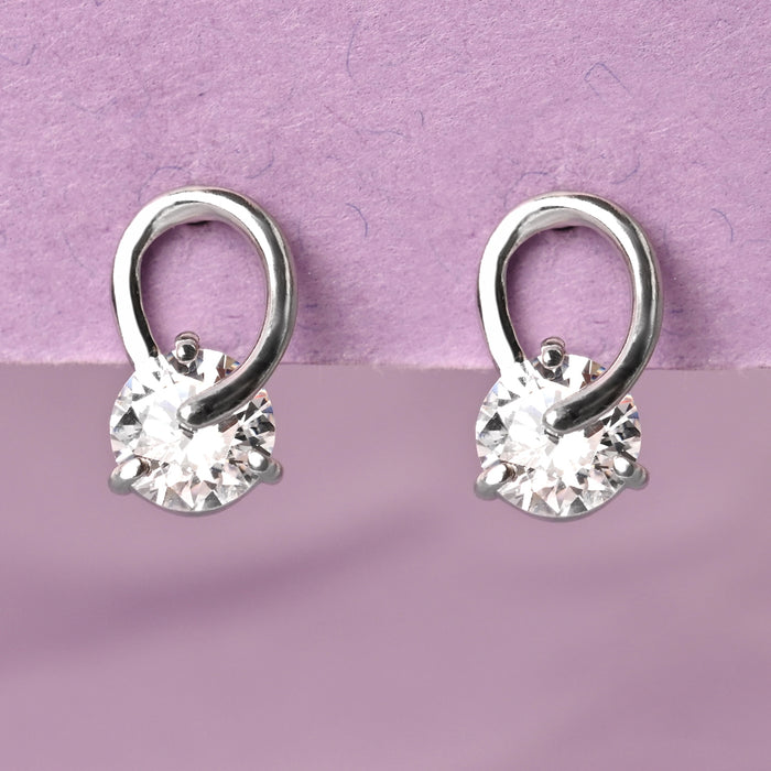CLARA 925 Sterling Silver Solitaire Studs Earrings