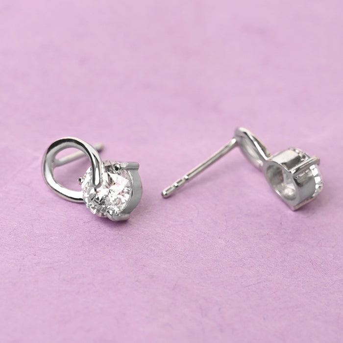 CLARA 925 Sterling Silver Solitaire Studs Earrings