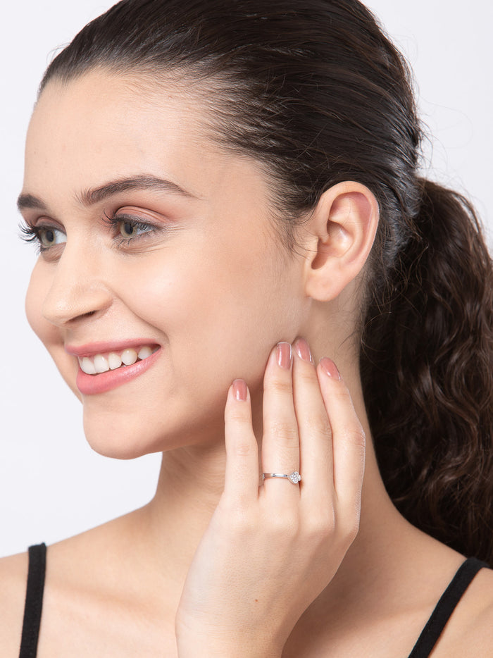 CLARA Pure 925 Sterling Silver Spade Adjustable Ring Gift for Women and Girls