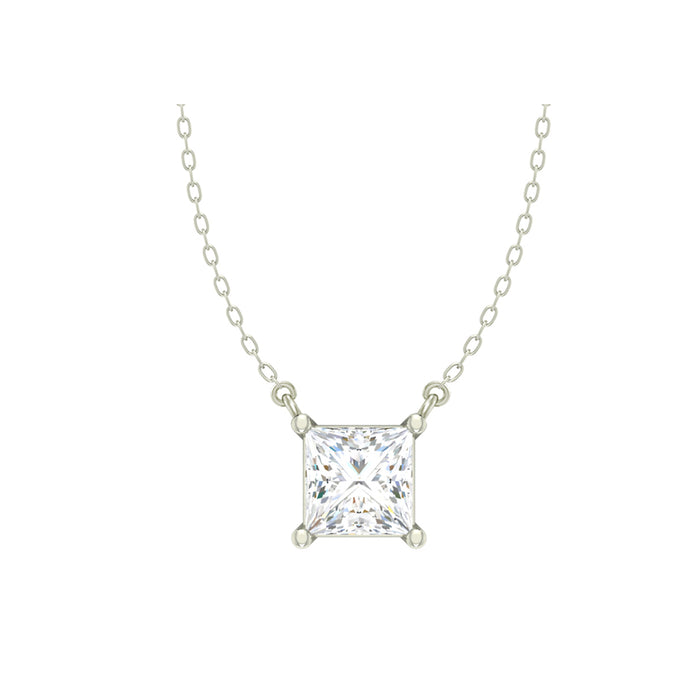 Silver Square Pendant Chain Necklace