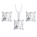 Silver Square Princess Solitaire Jewellery Set