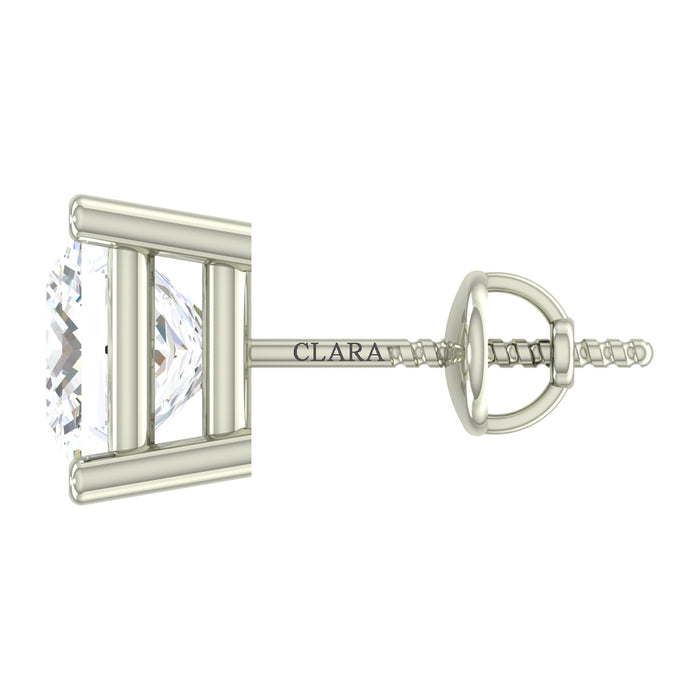 CLARA 925 Sterling Silver Square Solitaire 7 mm Stud Men Earring Gift for Men & Boys 1 Piece