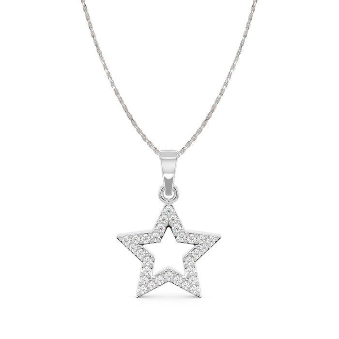 CLARA 925 Sterling Silver Star Pendant Chain Necklace