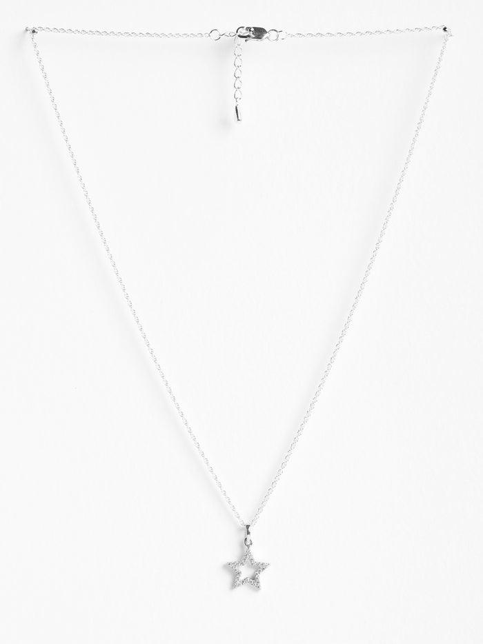 CLARA 925 Sterling Silver Star Pendant Chain Necklace
