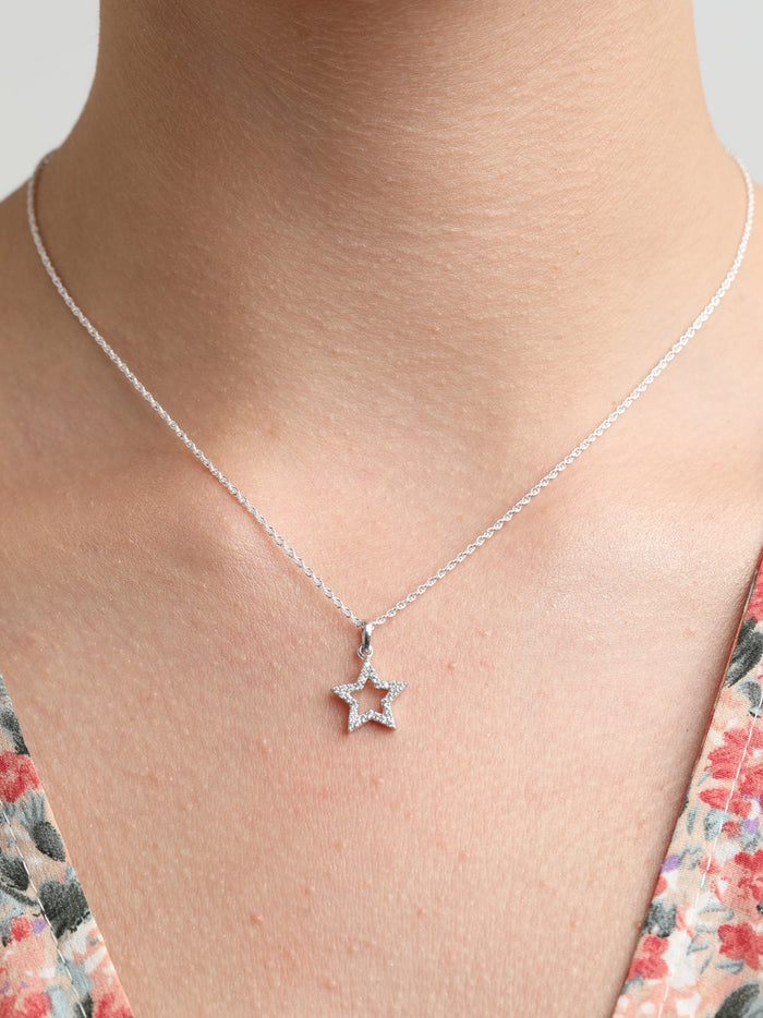 CLARA 925 Sterling Silver Star Pendant Chain Necklace