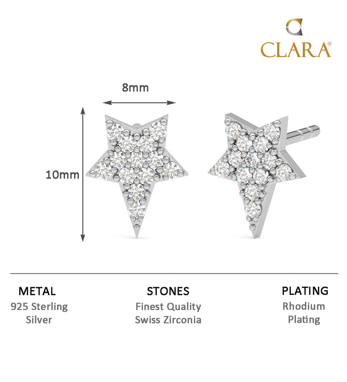 CLARA 925 Sterling Silver Star Studs Earrings