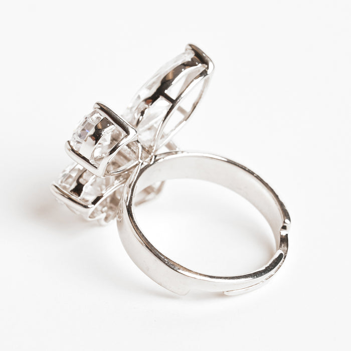 Clara 925 Sterling Silver Statement Adjustable Cocktail Ring