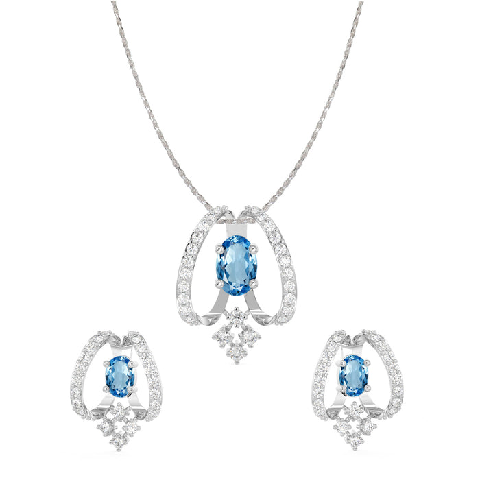 CLARA 925 Sterling Silver Stella Pendant Earring Chain Jewellery Set