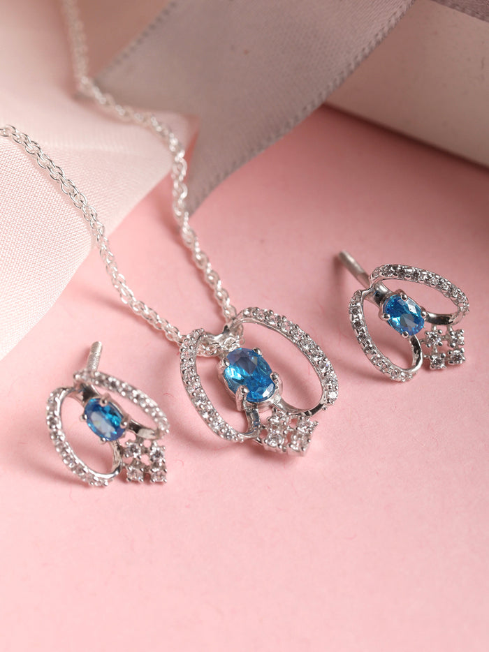 CLARA 925 Sterling Silver Stella Pendant Earring Chain Jewellery Set
