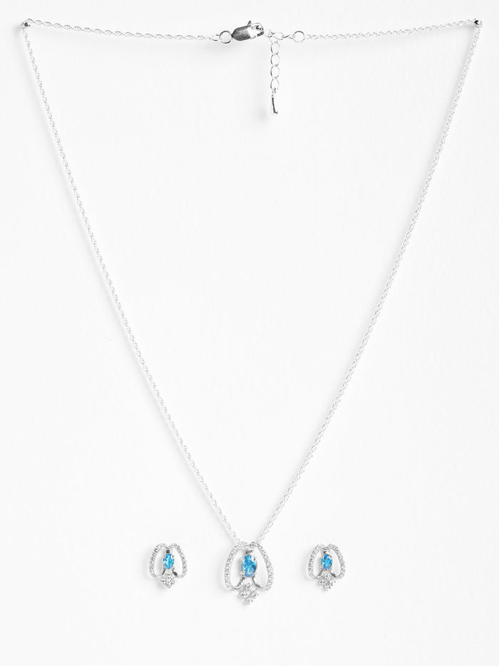 CLARA 925 Sterling Silver Stella Pendant Earring Chain Jewellery Set