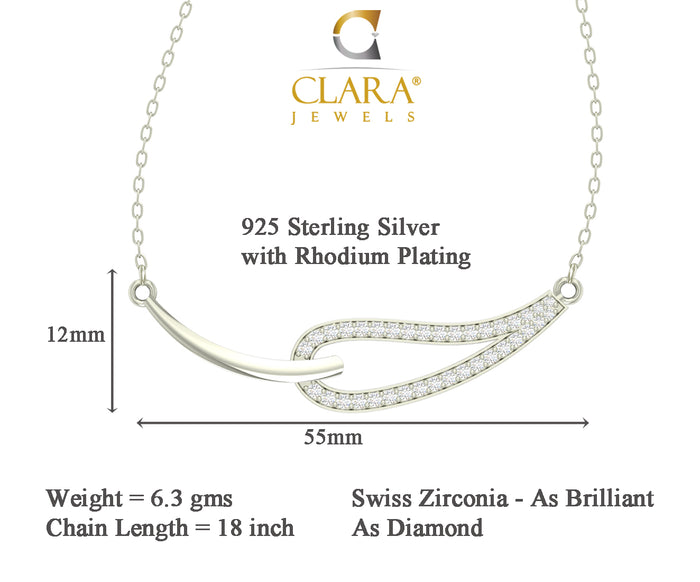 CLARA 925 Sterling Silver Rhodium Plated Stella Pendant with Chain Gift for Women and Girls