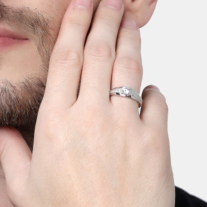 CLARA Real 925 Sterling Silver Step Band Ring