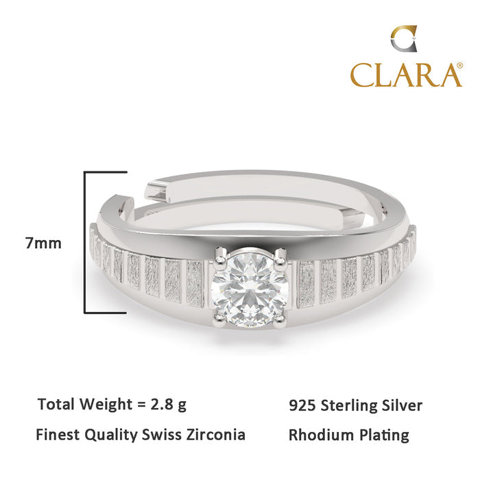 CLARA Real 925 Sterling Silver Step Band Ring