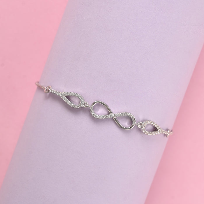 CLARA 925 Pure Silver Stone Infinity Hand Bracelet