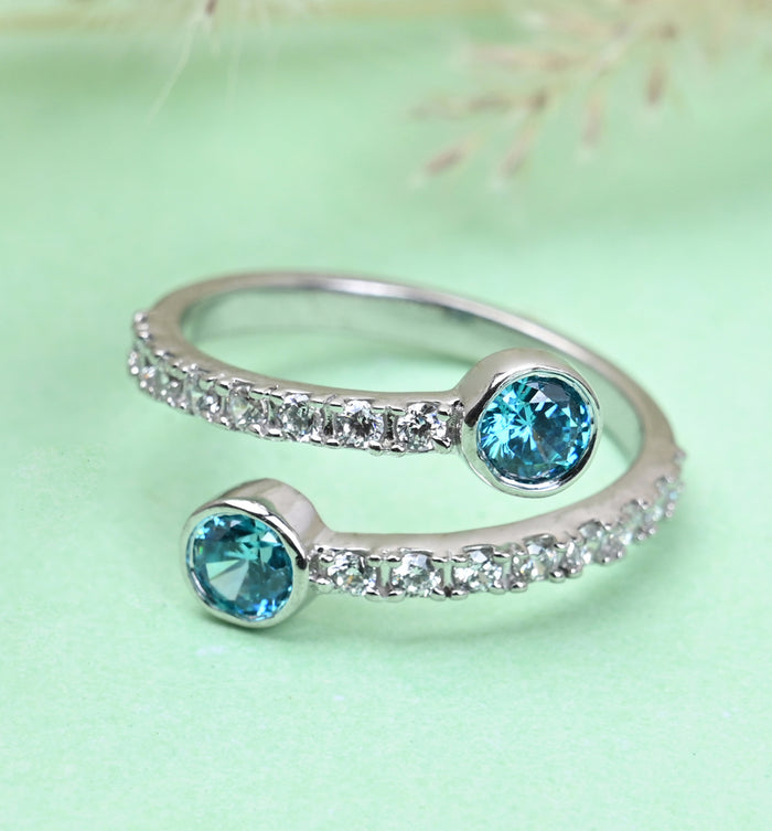 CLARA Pure 925 Sterling Silver Stylish Finger Ring with Adjustable Band