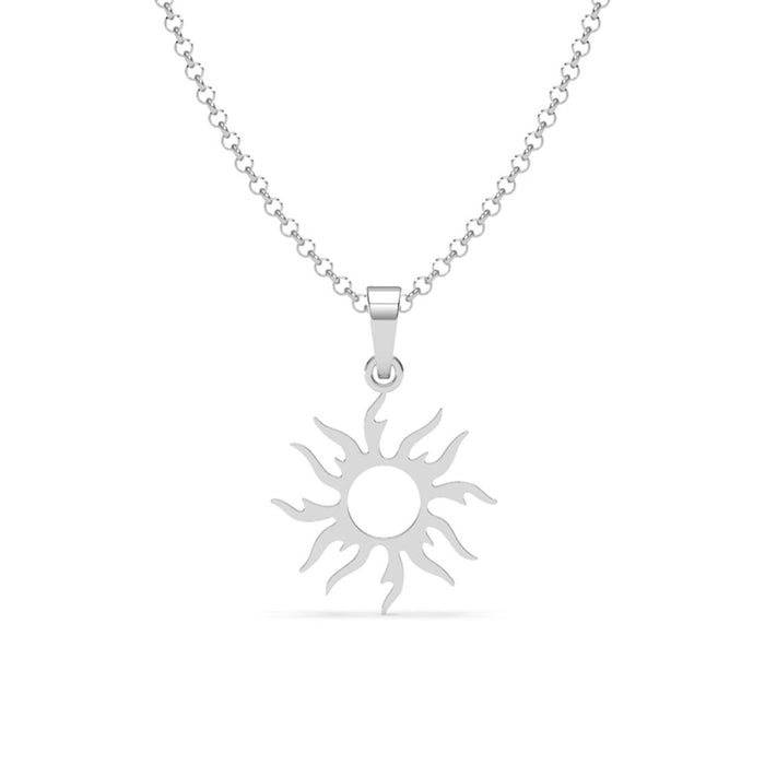 Silver Sun Men Pendant Necklace with Chain or without Chain
