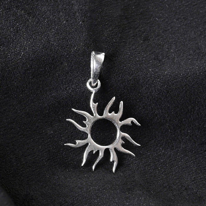 Silver Sun Men Pendant Necklace with Chain or without Chain