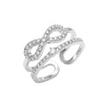 CLARA 925 Sterling Silver Size Adjustable Talia Double Banded studded Infinity Ring