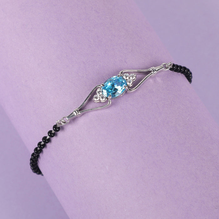 CLARA 925 Sterling Silver Topaz Hand Mangalsutra Bracelet