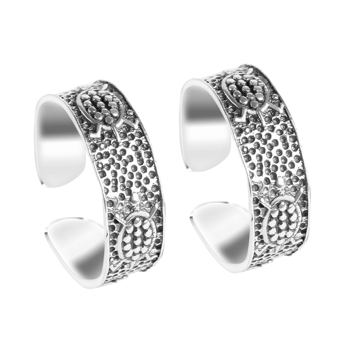 CLARA 925 Sterling Silver Tortoise Toe Rings Pair
