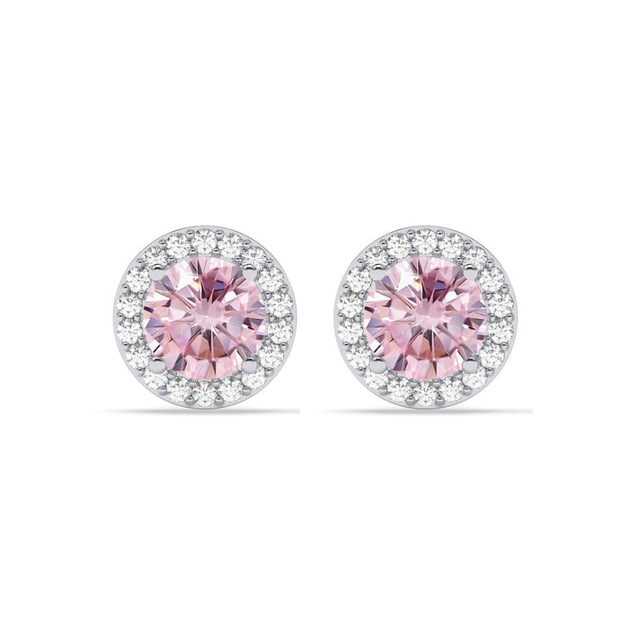 Silver Tove Pink Solitaire Stud Earrings