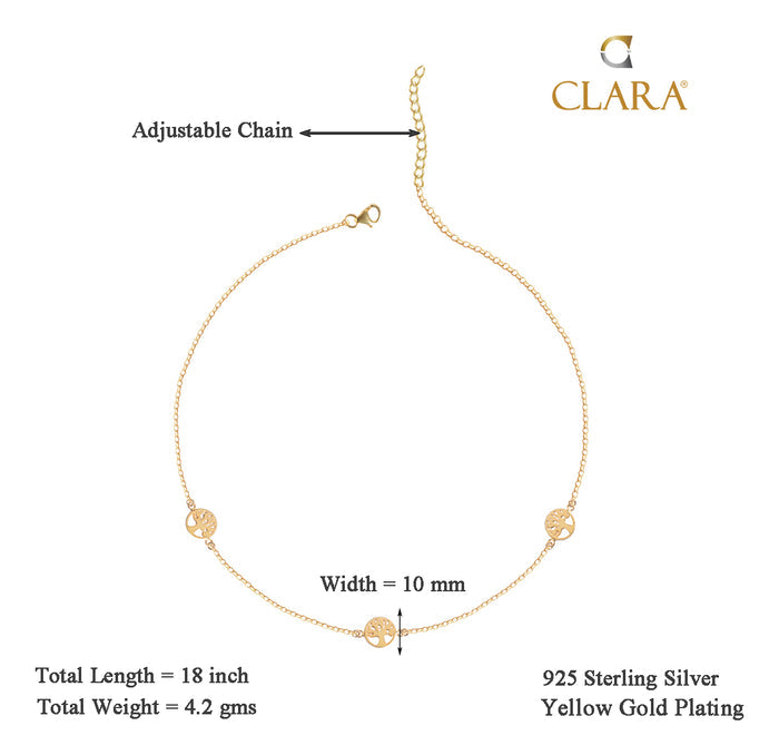 CLARA 925 Sterling Silver Tree of Life Charm Necklace Chain