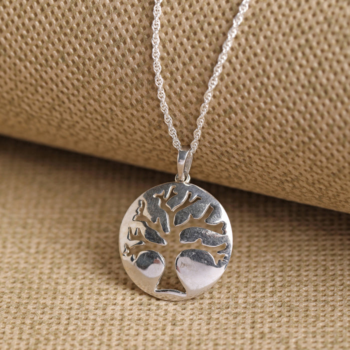 CLARA 925 Sterling Silver Tree Pendant Chain Necklace