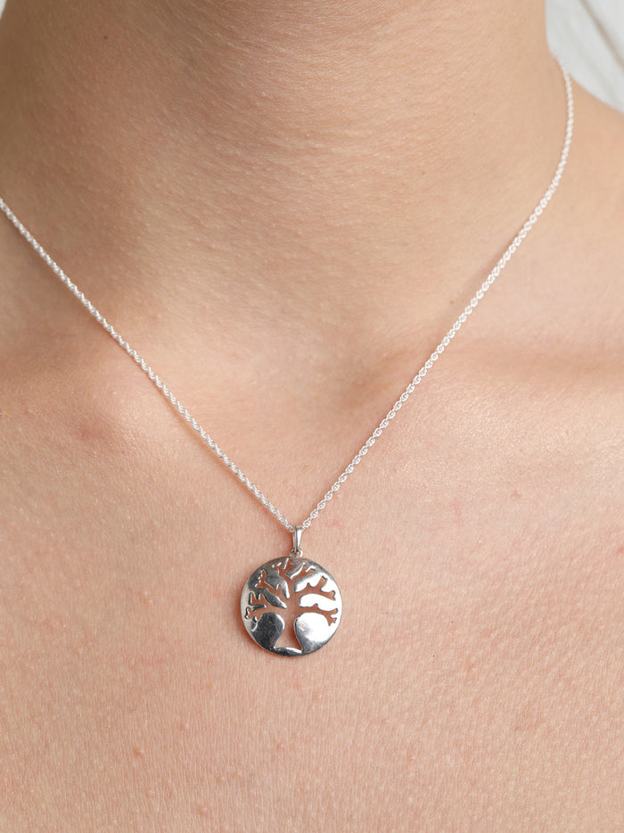 CLARA 925 Sterling Silver Tree Pendant Chain Necklace
