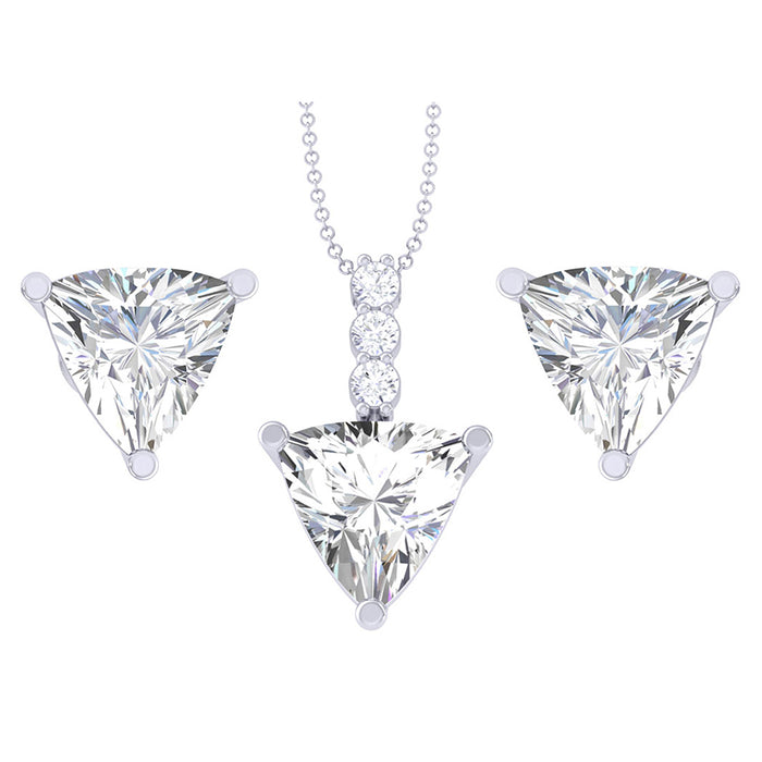 Silver Trillion Solitaire Jewellery Set