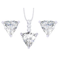 Silver Trillion Solitaire Jewellery Set