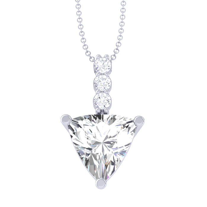 Silver Trillion Solitaire Pendant Chain Necklace