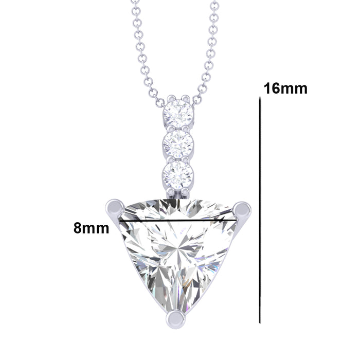 Silver Trillion Solitaire Pendant Chain Necklace