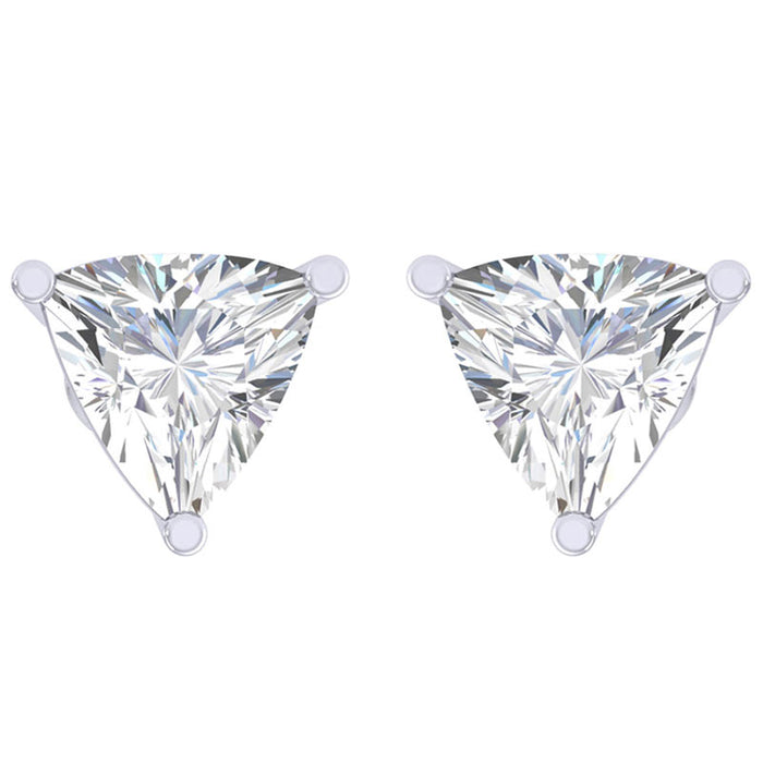 Clara 92.5 Sterling silver White Gold Plated Trillion Solitaire Stud Earring Screw Back For Women & Girls