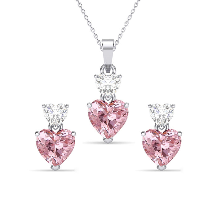 Silver Two Hearts Jewellery Set