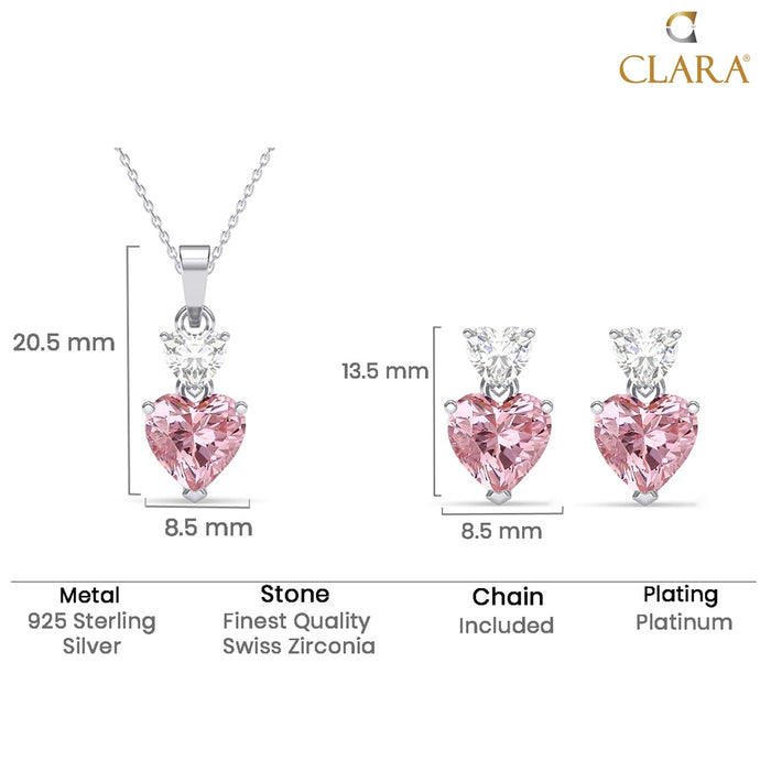 Silver Two Hearts Jewellery Set