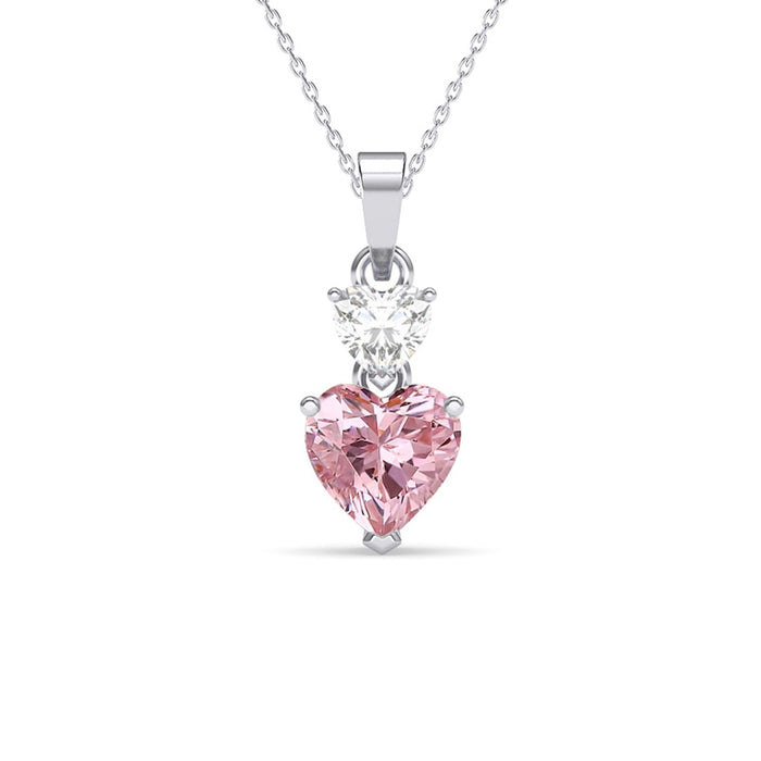 Silver Two Hearts Pendant Chain