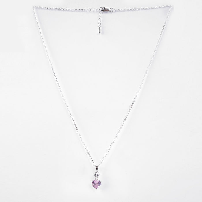 Silver Two Hearts Pendant Chain
