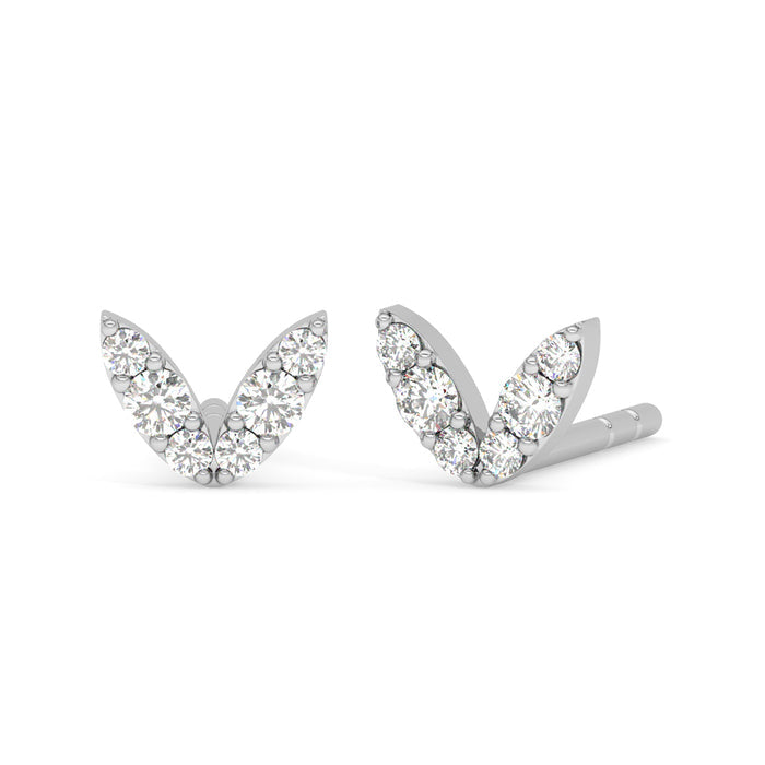 CLARA 925 Sterling Silver V Studs Earrings Gift for Kids Girls