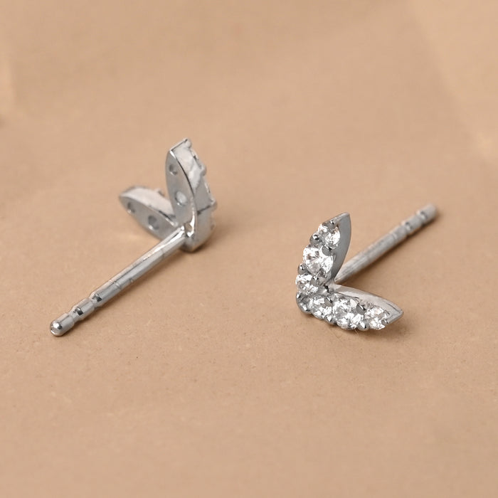 CLARA 925 Sterling Silver V Studs Earrings Gift for Kids Girls
