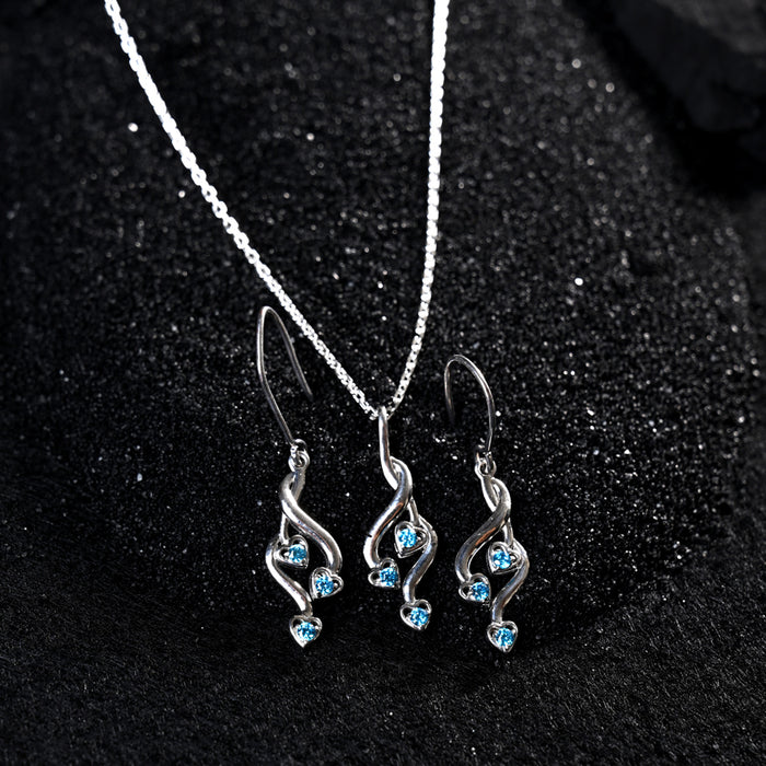 CLARA 925 Sterling Silver Valentina Pendant Earring Chain Jewellery Set