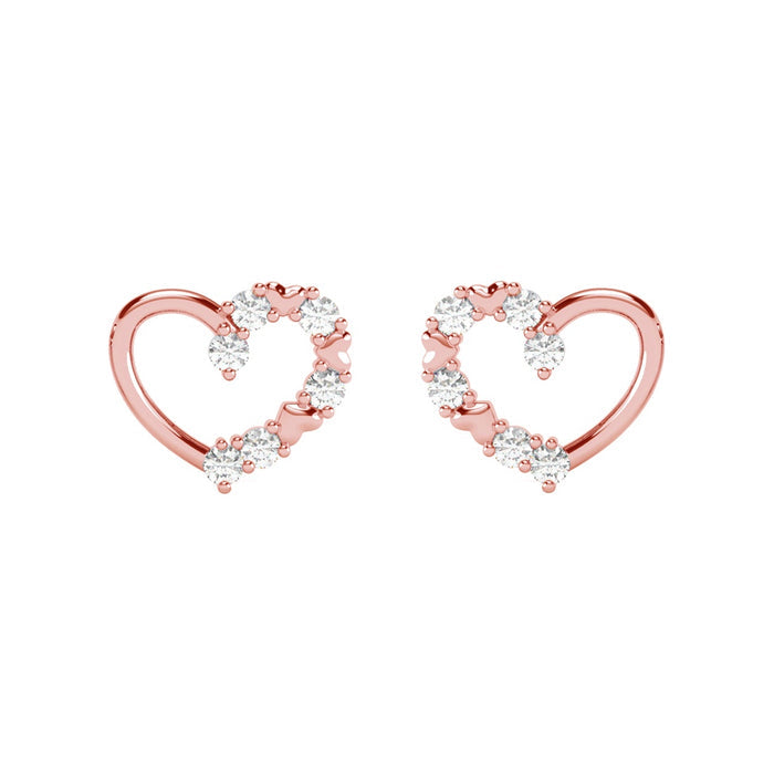 Silver Valentine Heart Stud Earrings