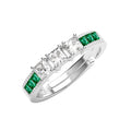CLARA 925 Sterling Silver Size Adjustable Vera Minimal Green Ring
