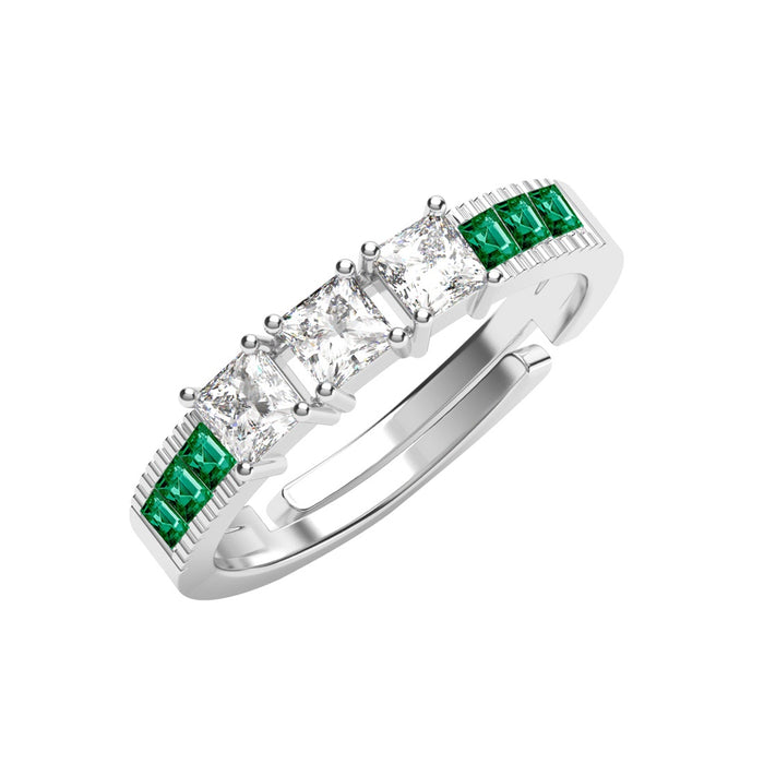 CLARA 925 Sterling Silver Size Adjustable Vera Minimal Green Ring