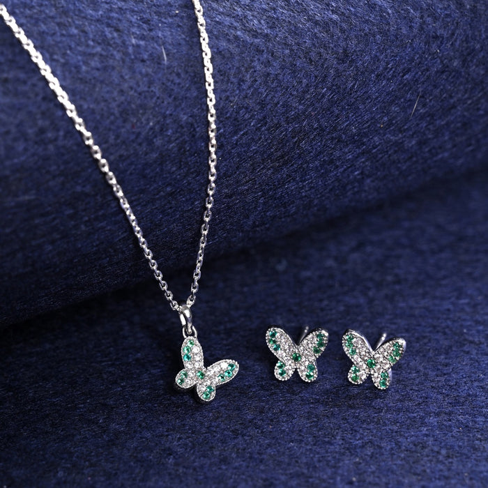 Silver Verde Butterfly Jewellery Set