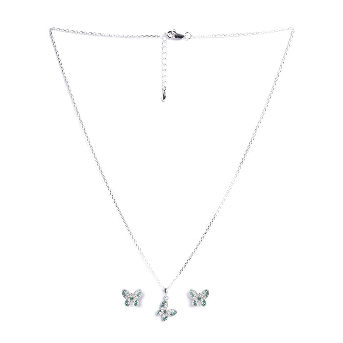 Silver Verde Butterfly Jewellery Set