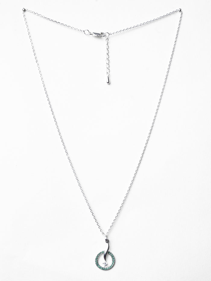 CLARA 925 Sterling Silver Verde Pendant Chain Necklace
