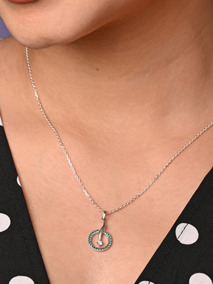 CLARA 925 Sterling Silver Verde Pendant Chain Necklace