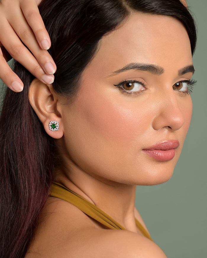 Silver Verde Stud Earrings